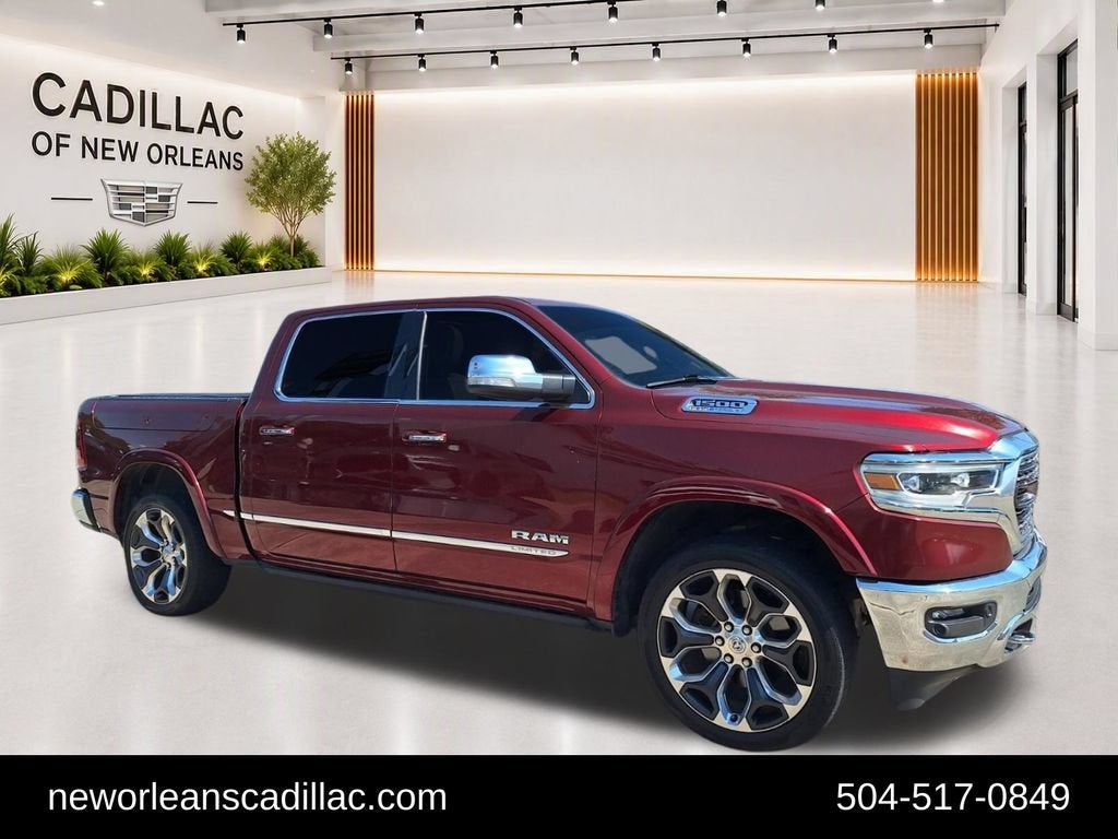 2021 RAM 1500 Limited in Diamond Black Crystal Pearlcoat — front three-quarter view