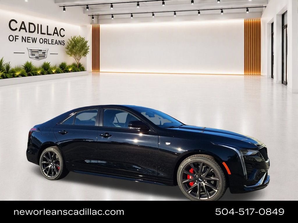 2026 Cadillac CT4 Sport in Black Raven — front three-quarter view
