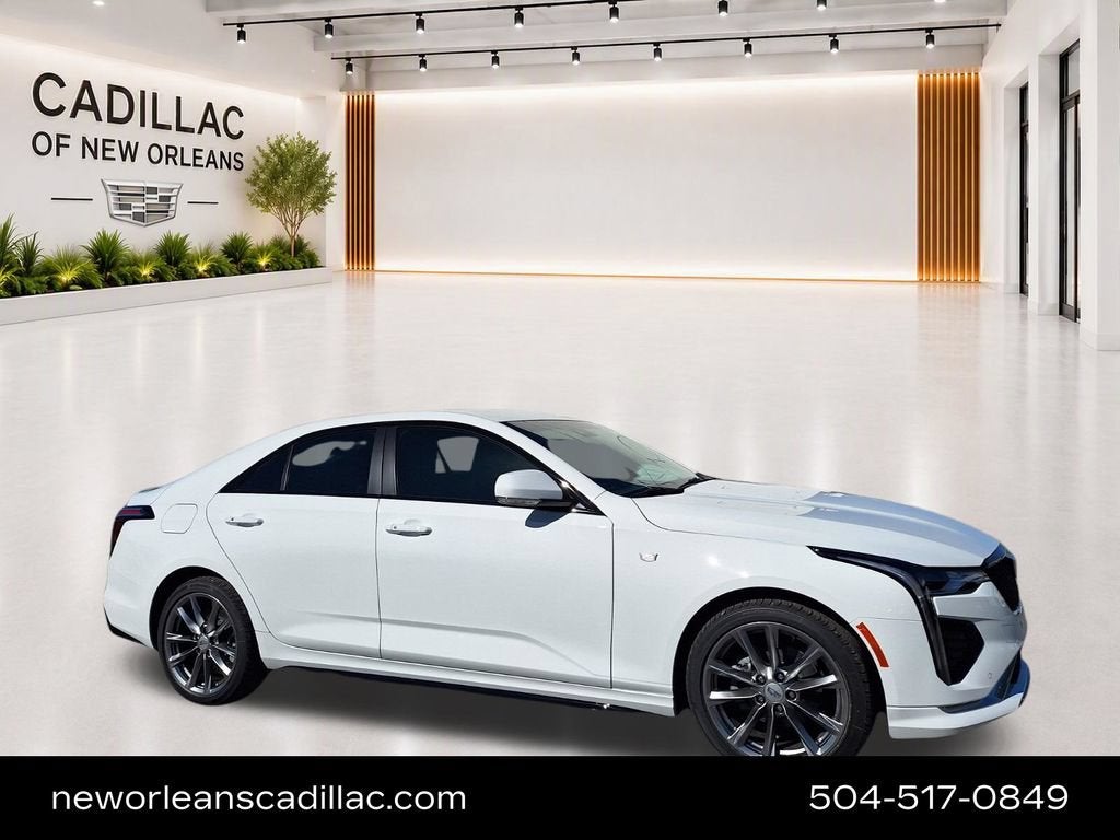 2026 Cadillac CT4 Sport in Summit White — front three-quarter view