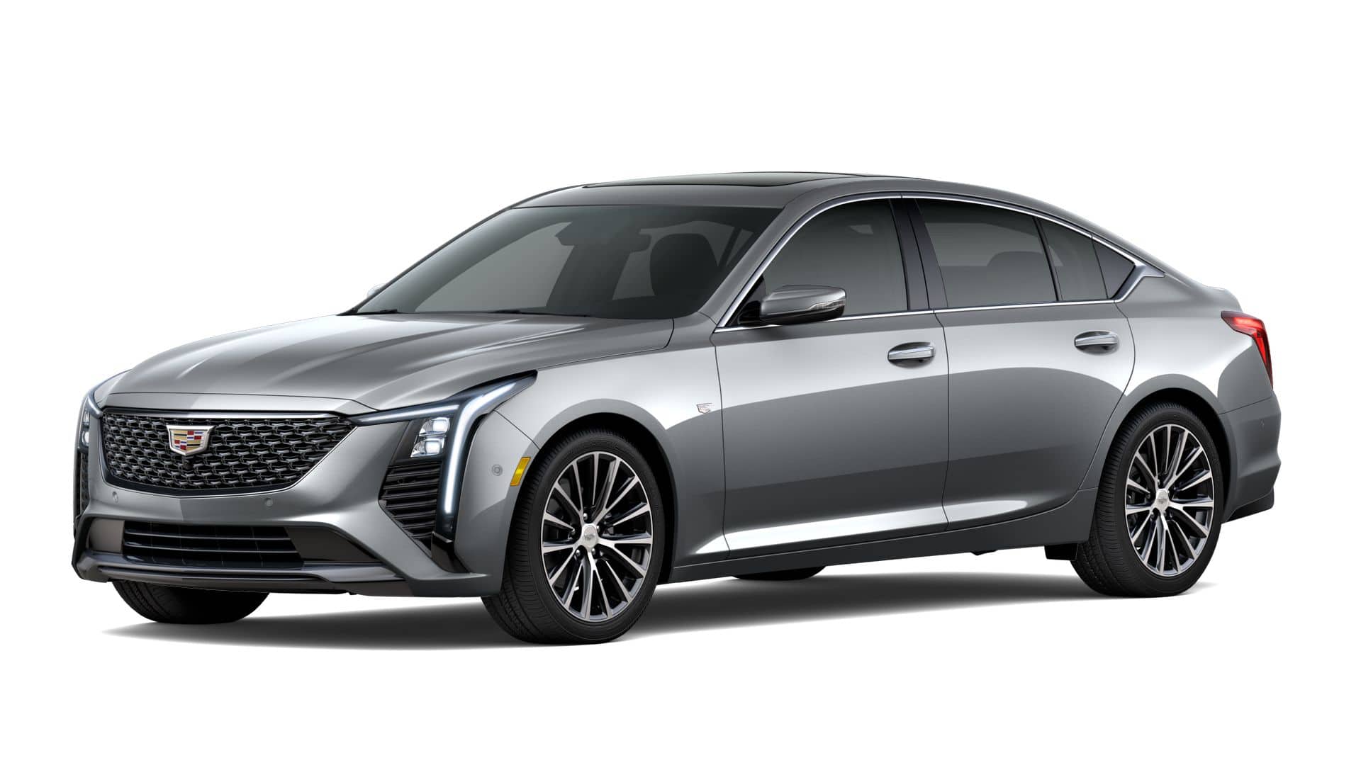 2026 Cadillac CT5 Premium Luxury in Argent Silver Metallic — front three-quarter view
