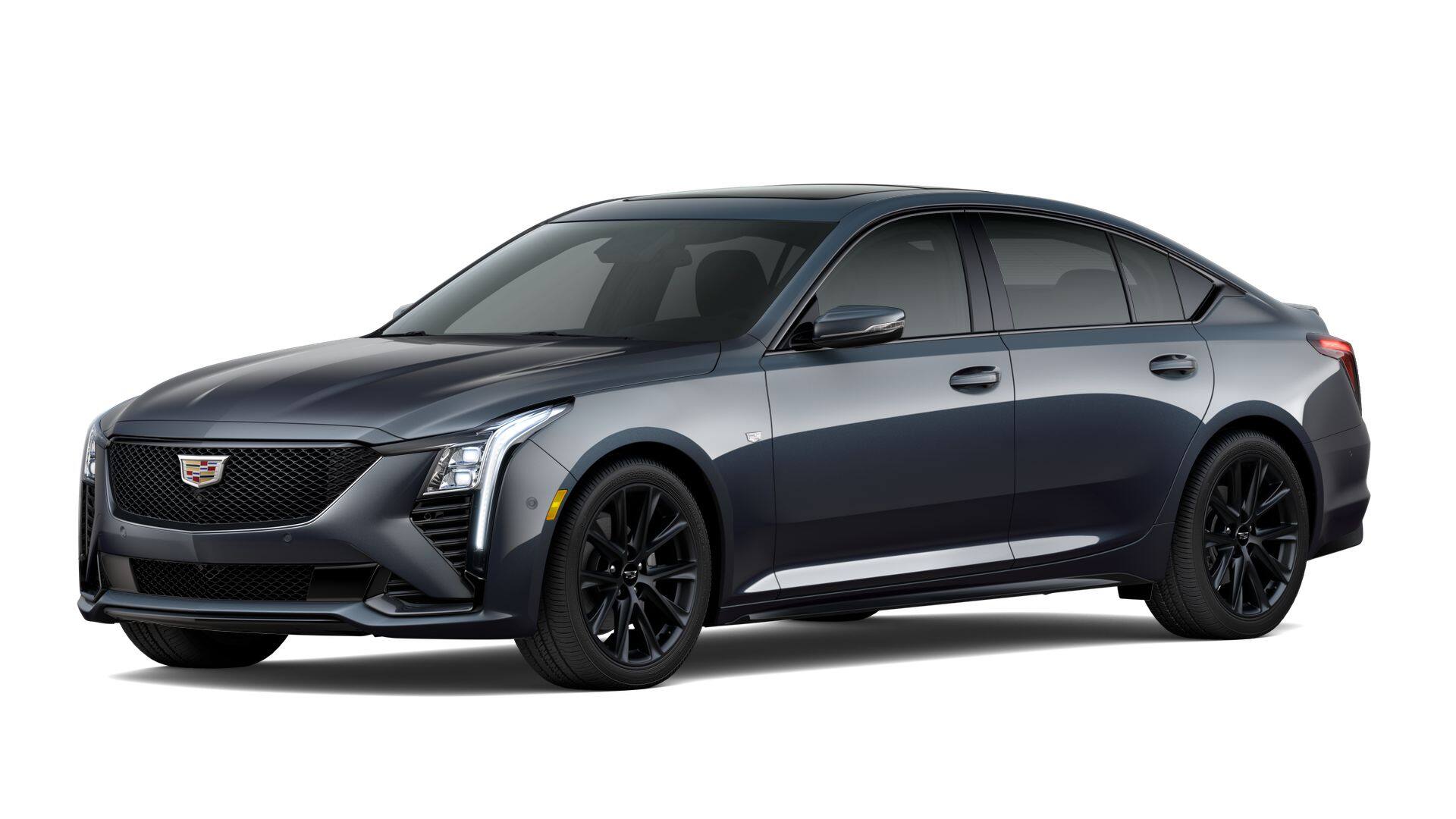 2026 Cadillac CT5 Sport in Deep Space Metallic — front three-quarter view