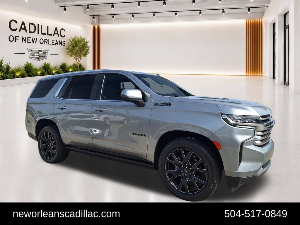 2023 Chevrolet Tahoe High Country in Sterling Gray Metallic — front three-quarter view