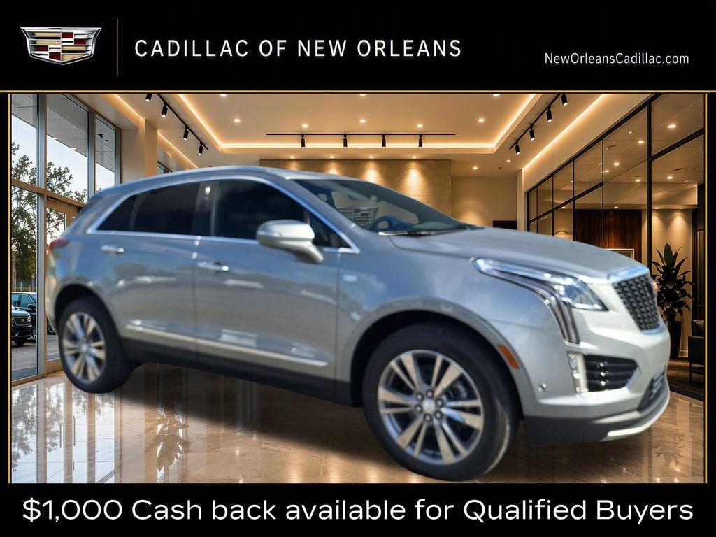 2026 Cadillac XT5 Premium Luxury in Argent Silver Metallic — front three-quarter view