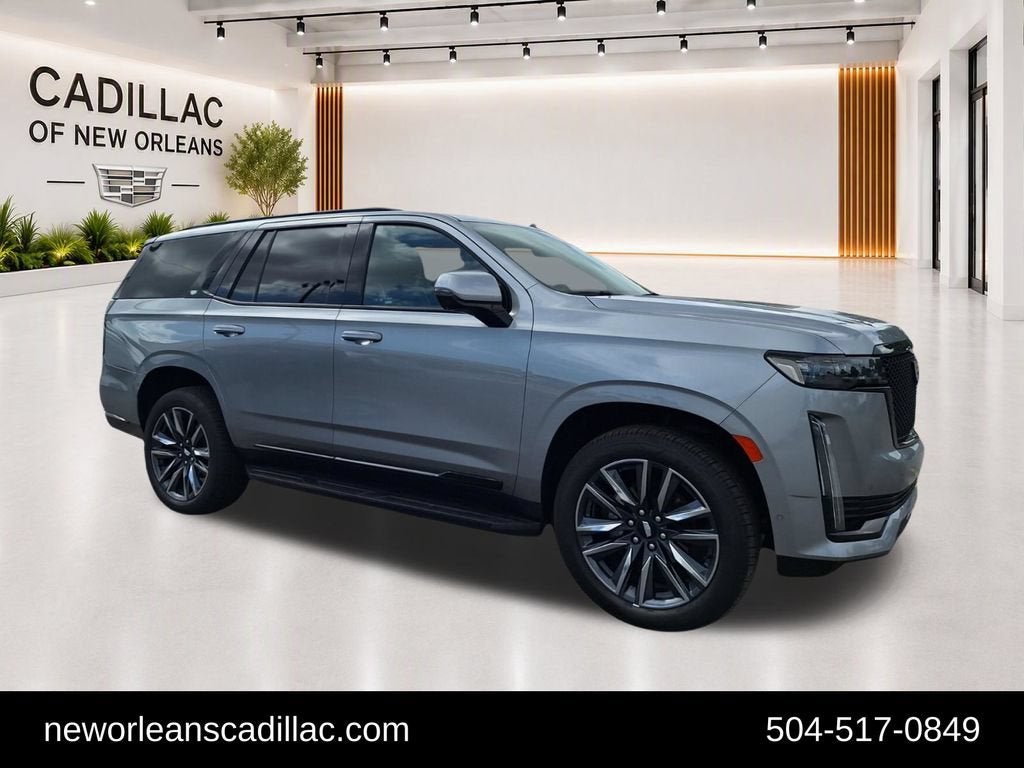 2024 Cadillac Escalade Sport in Argent Silver Metallic — front three-quarter view