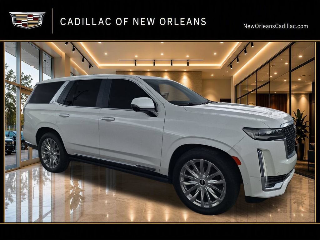 2024 Cadillac Escalade Premium Luxury in Crystal White Tricoat — front three-quarter view