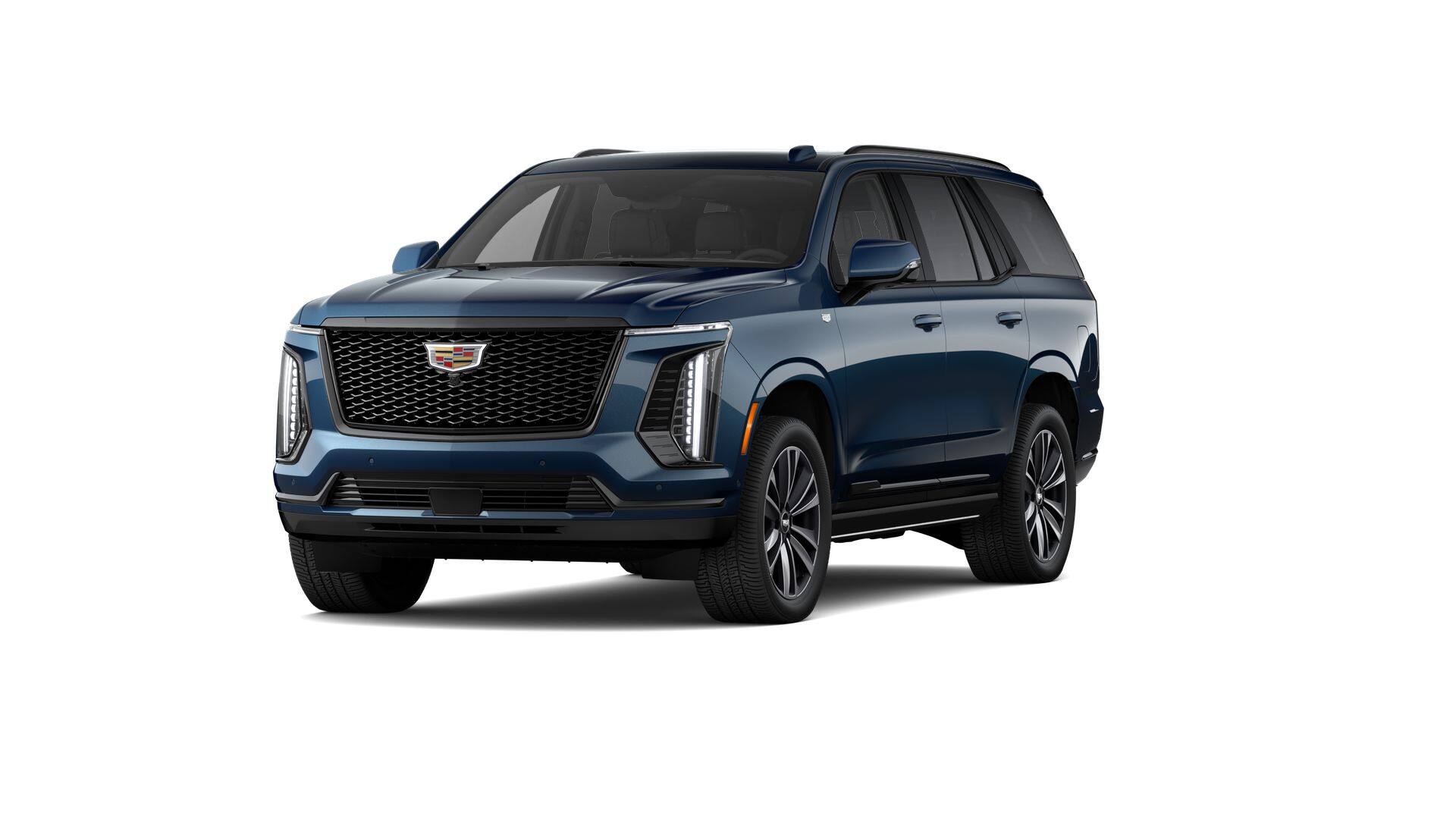 2026 Cadillac Escalade Sport in Deep Sea Metallic — front three-quarter view
