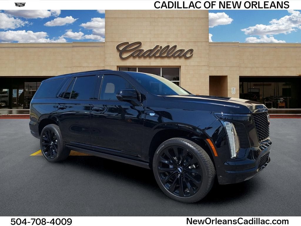 2026 Cadillac Escalade Platinum Sport in Black Raven — front three-quarter view