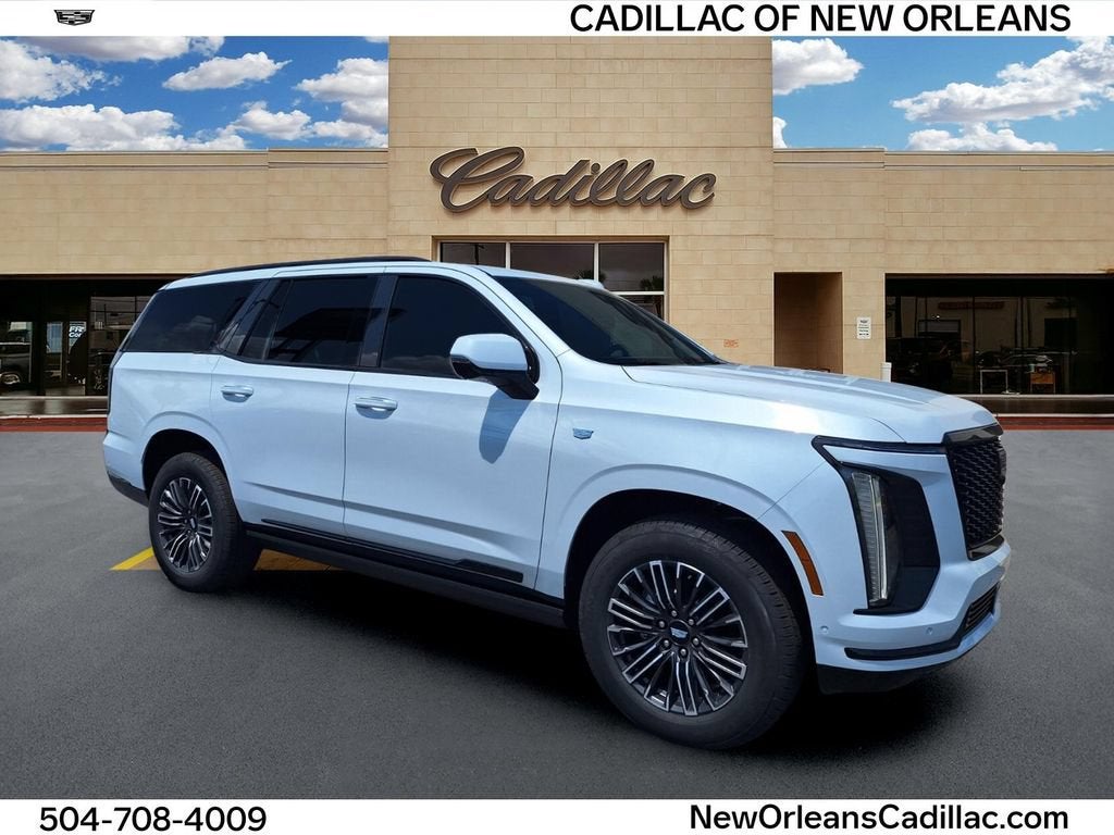 2026 Cadillac Escalade Platinum Sport in Vibrant White Tricoat — front three-quarter view