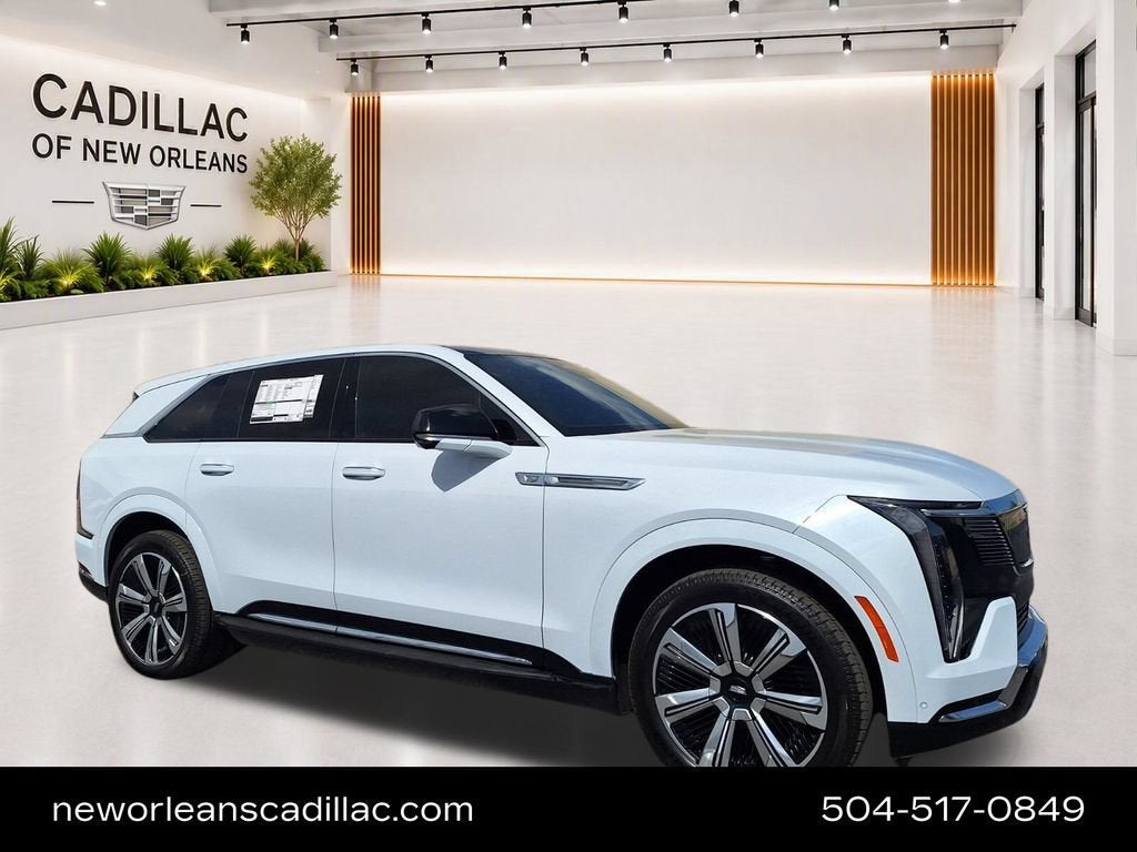 2026 Cadillac ESCALADE IQ Luxury in Vibrant White Tricoat — front three-quarter view