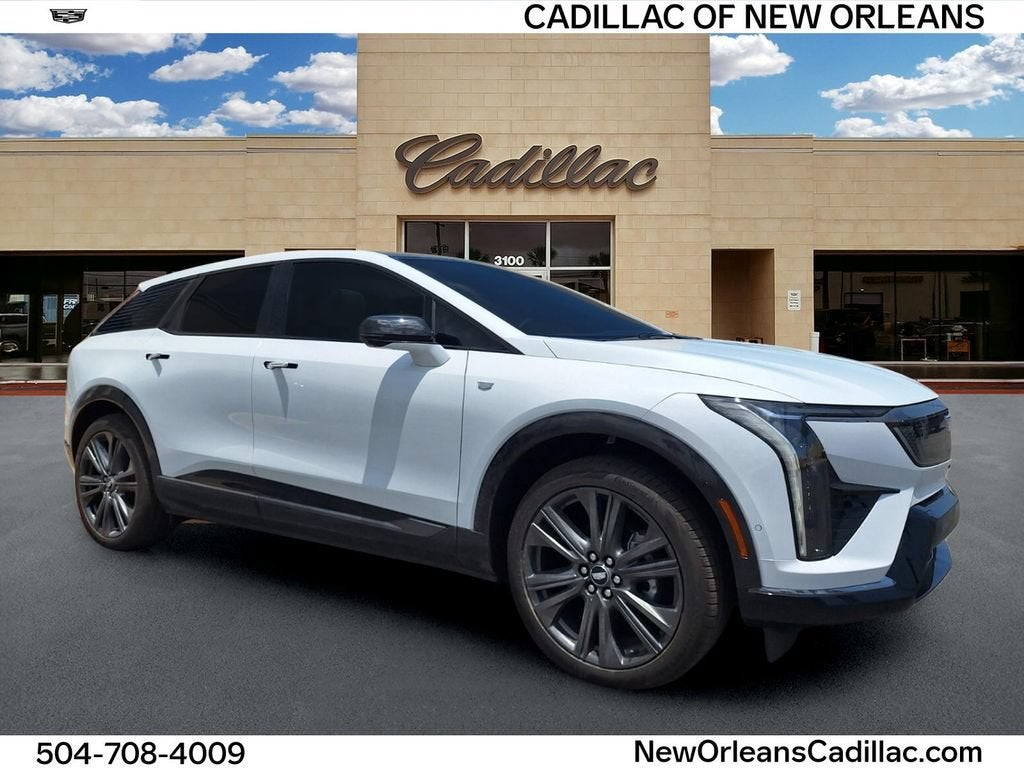 2026 Cadillac OPTIQ Premium Sport in Vibrant White Tricoat — front three-quarter view
